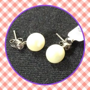Sterling silver water pearl crystal earrings